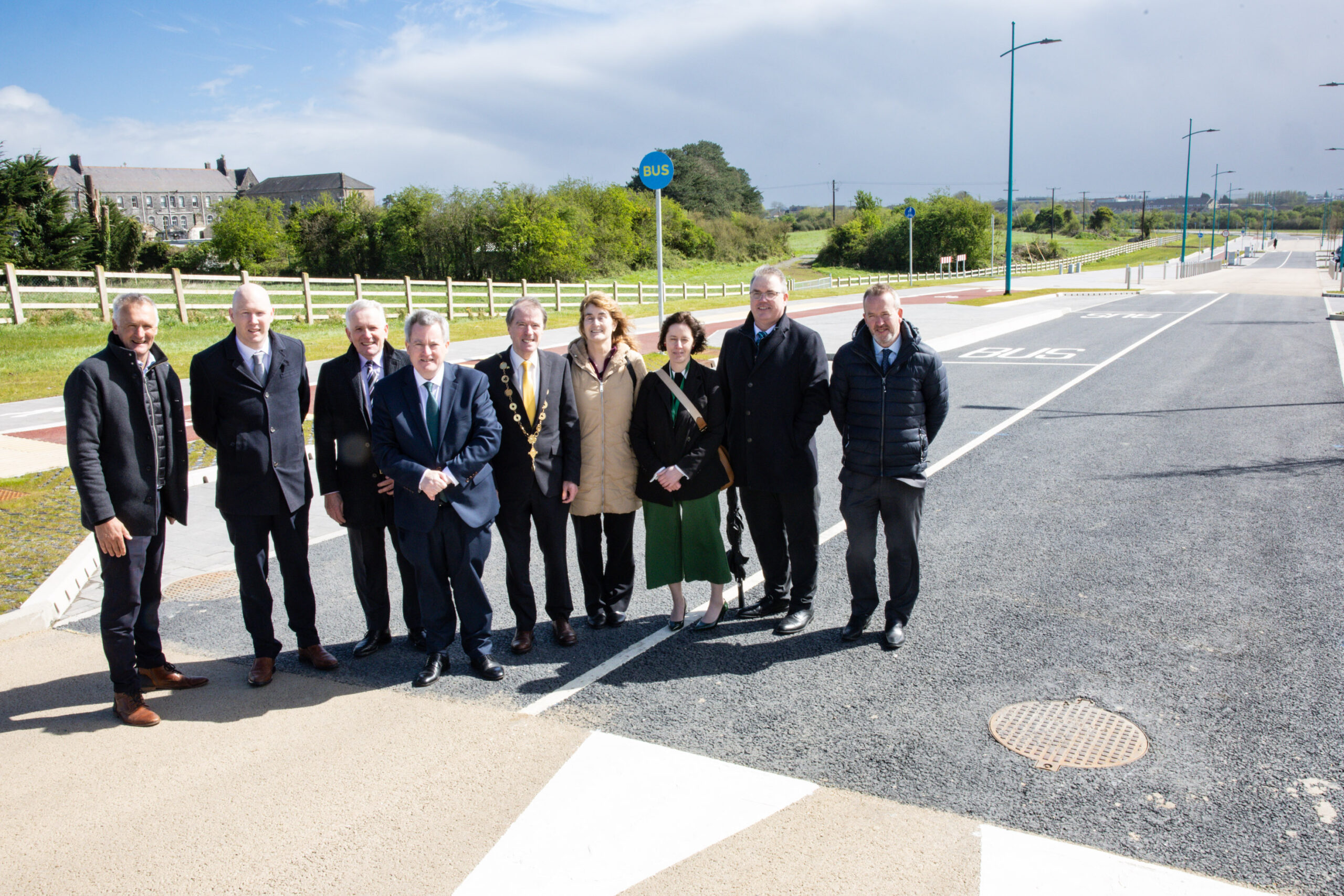 15-04-2024 Official Opening Mungret Road Stage 2 LIHAF, Minister of State, Kieran O’Donnell, Cllr. Gerald Mitchell Mayorof the City and County of Limerick together with representatives from Limerick City and County Council... Picture: Keith Wiseman