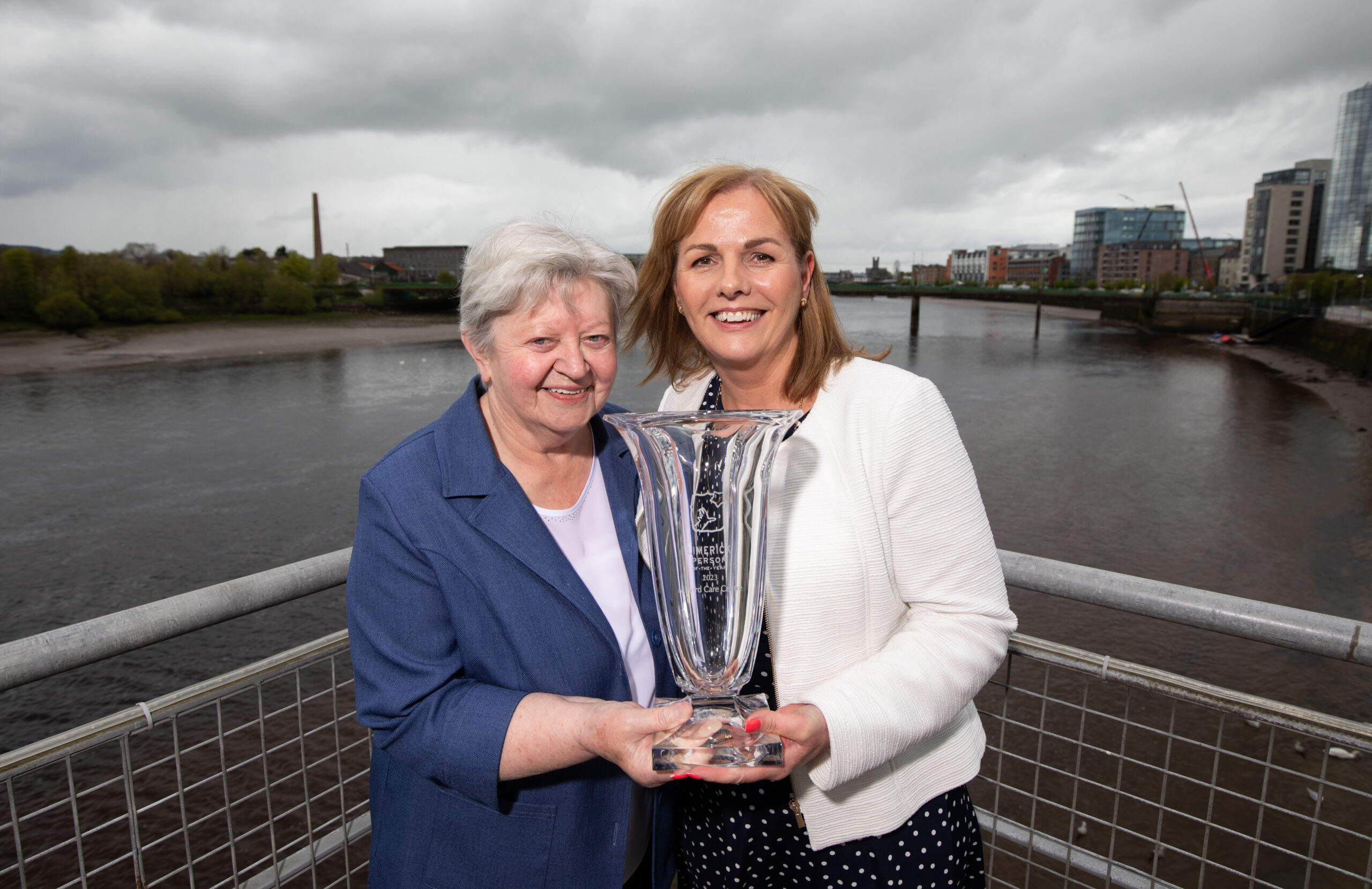 Milford Care Centre have been named Limerick Persons of the Year 2023 at a ceremony in the Clayton Hotel in Limerick today. The Centre, which provides specialist palliative care services and older persons services in the Mid-West, was honoured for their Òincredible work with some of the most vulnerable people in the community.Ó Munster and Ireland rugby legend Keith Earls was awarded a Lifetime Achievement Award at the ceremony. The Limerick man earned 202 caps for Munster and 101 for Ireland throughout his inspirational career. Keith retired from rugby in 2023 This is the 23rd year of the awards that were set up to honour the achievements and success of local people at home and abroad. Pictured are Bridget Finucane and Mary O'Brien, Milford Care Centre, Limerick Persons of the Year 2023. Picture: Alan Place