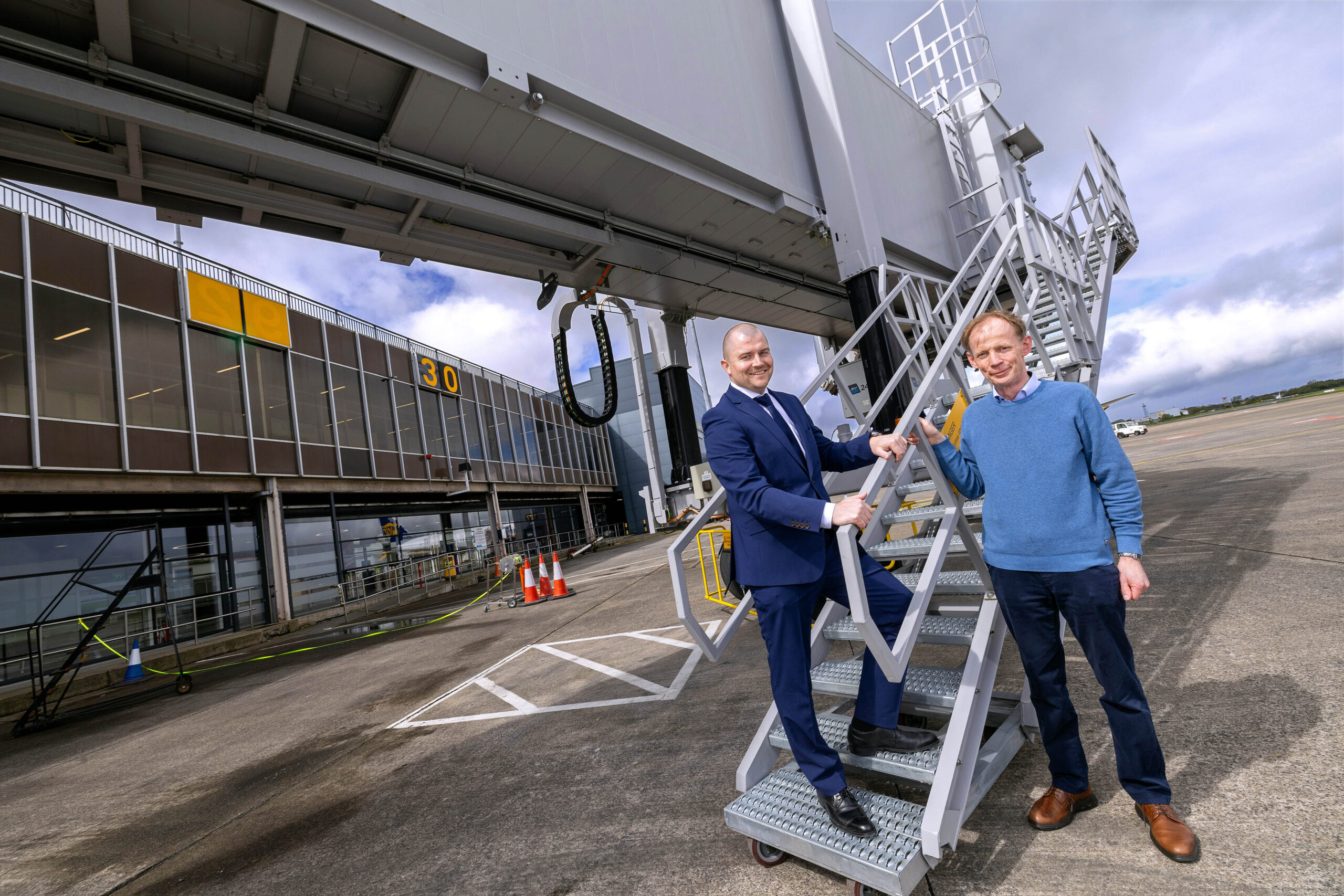 Shannon Aiport Airbridges - Pictured are Niall Kearns (right), Airport Director, Shannon Airport and John O’Leary, Capital & Engineering Projects Manager, Shannon Airport. Pic Arthur Ellis