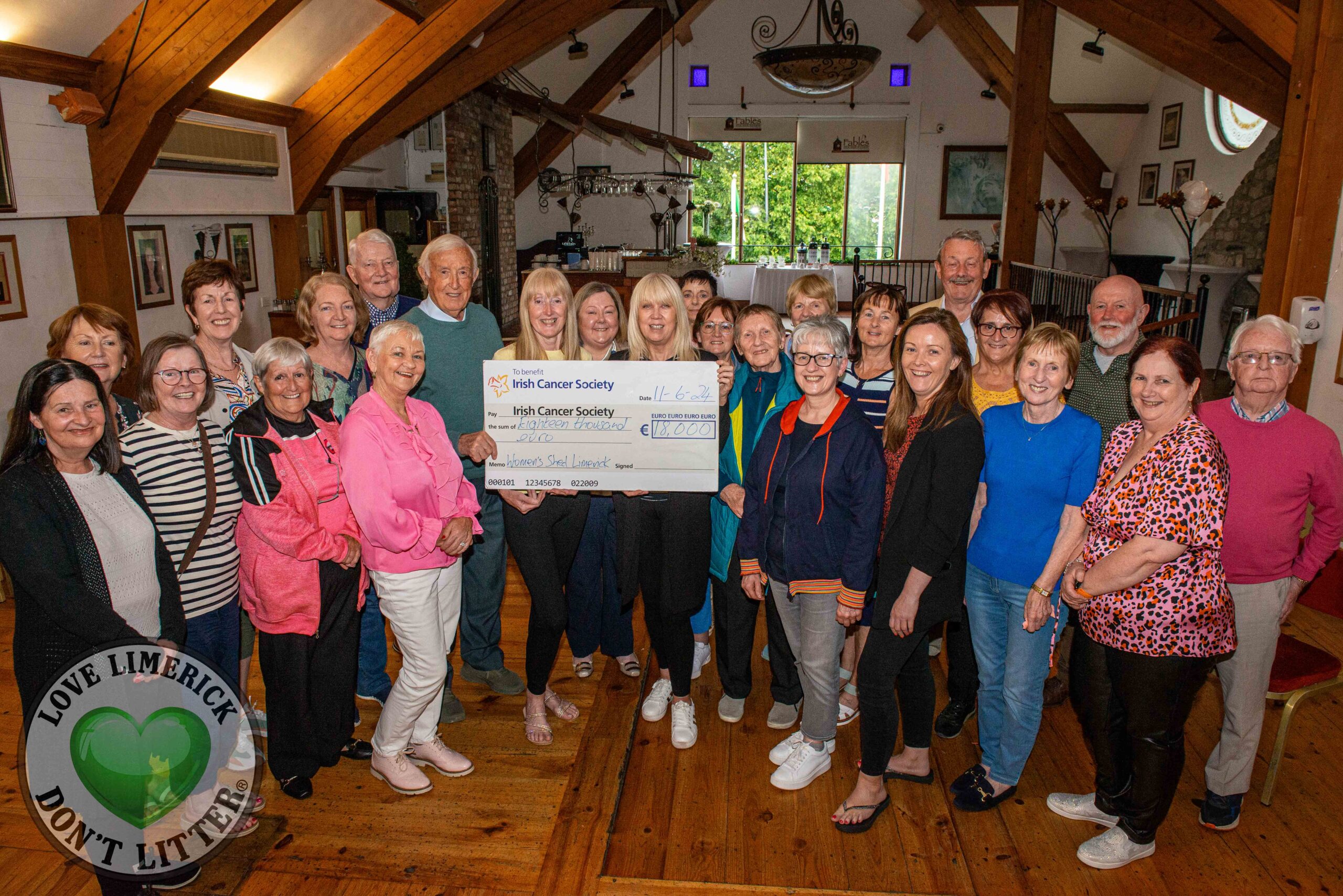 Women’s Shed Limerick official presentation of the €18,000 Cheque raised for The Irish Cancer Society, Tuesday, 11th June, The Unicorn Bar. Picture: Olena Oleksienko/ilovelimerick