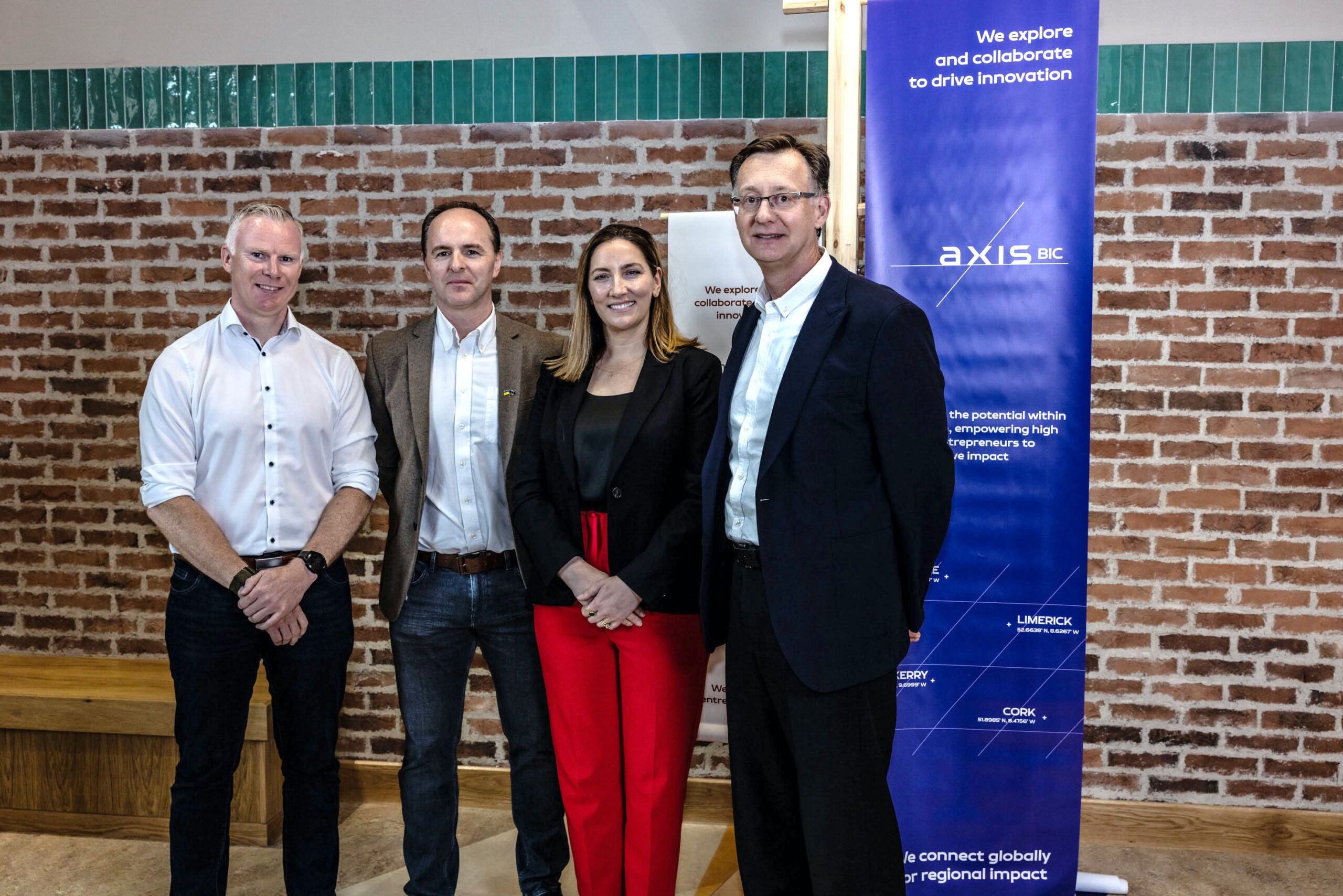 AxisBIC LAUNCH - Pictured at ENGINE Collaboration Centre, Limerick City Centre were David Jefferys, former CEO & founder of ActionPoint, Larry O’Donoghue, CEO, AxisBIC, Gillian Barry, TUS and Leo McAdam, Divisional Manager Investment Services, Enterprise Ireland. Picture Keith Wiseman