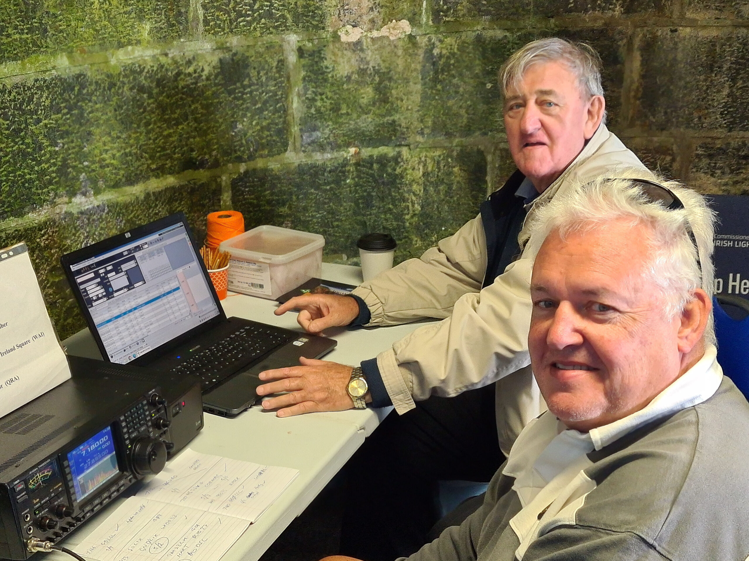 Limerick Clare Amateur Radio Club members Derek and Alan operating in Loop Head Lighthouse using voice communication as part of the 26th annual International Lighthouse/Lightship Weekend (ILLW). Photo Limerick Clare Amateur Radio Club.
