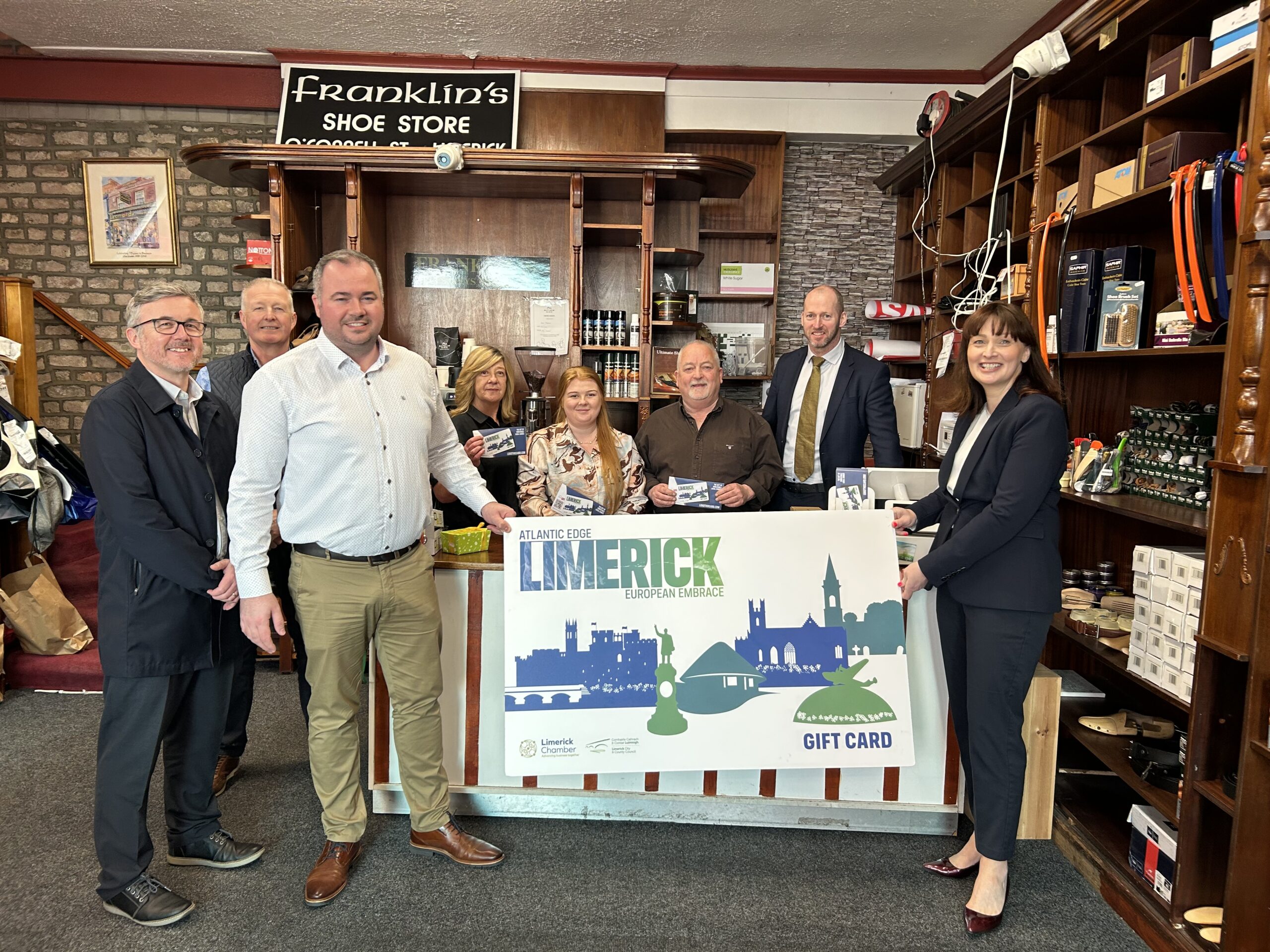 David Ryan, Limerick City and County Council, Davin Doherty, Miconex, Michelle Gallagher, CEO Limerick Chamber. Owen Silke, Silkes Stationery, Jackie Franklin, Kate Franklin, Junior Franklin, and Brendan Troy, Head of Trade & Investment LCCC.