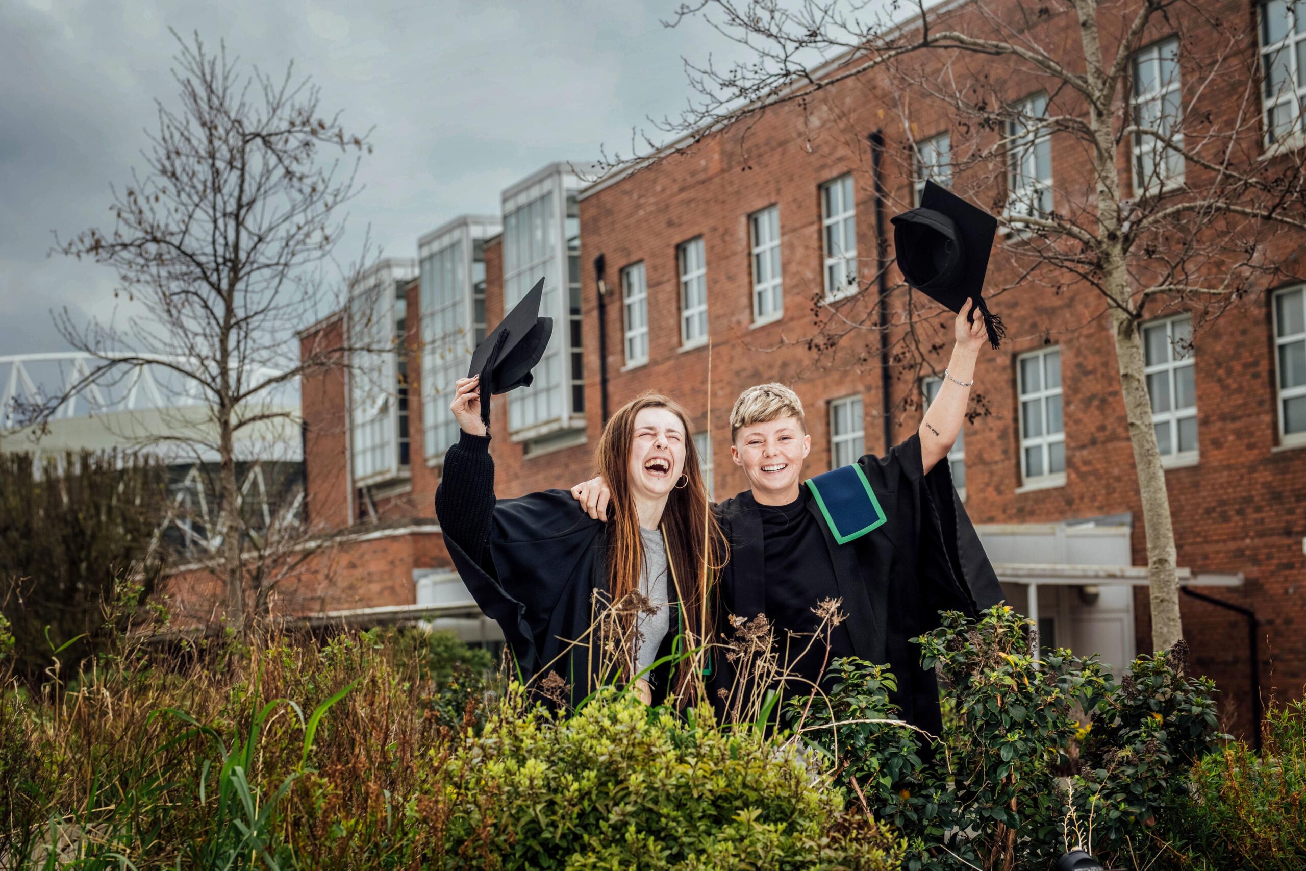 Kaitlyn Lowe Neill and Katelyn O’Donnell at the Access to Apprenticeship graduation ceremony at the Moylish campus, TUS. TUS Access to Apprenticeship Pic. Brian Arthur