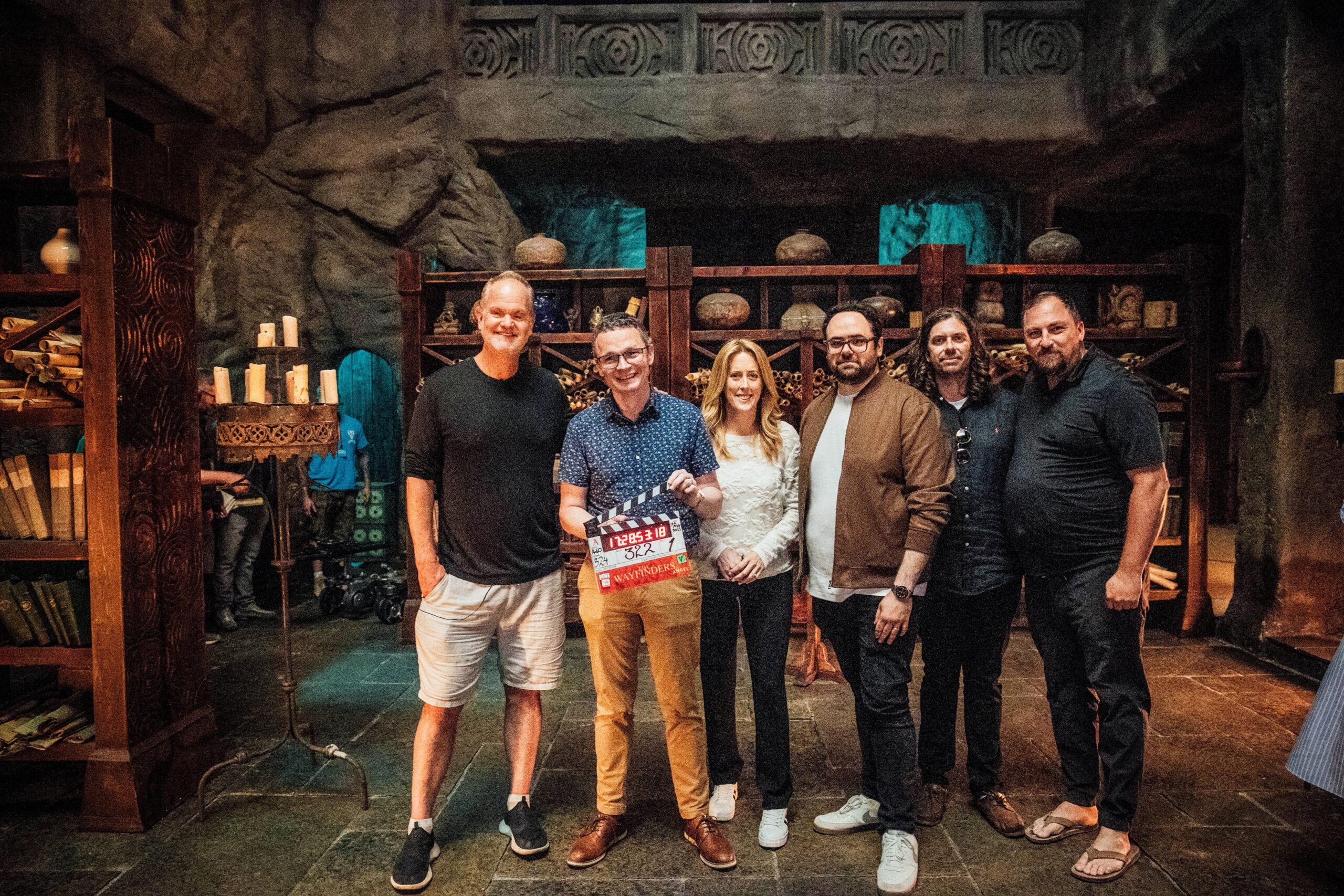 Minister for Arts, Culture, Communications, Media and Sport, Patrick O’Donovan TD visited the set of Wayfinders yesterday, the major fantasy television series currently filming at Troy Studios in Castletroy, Co Limerick, to meet with cast, crew, and trainees involved in the production. Pictured are Glen Winter (Director block 1 and block 3) Minister O Donnovan TD Désirée Finnegan, Chief Executive Stephen hall (series producer dark day pictures) Mike Jones (series producer dark day pictures) Kynan Griffin (show runner) Pic. Brian Arthur