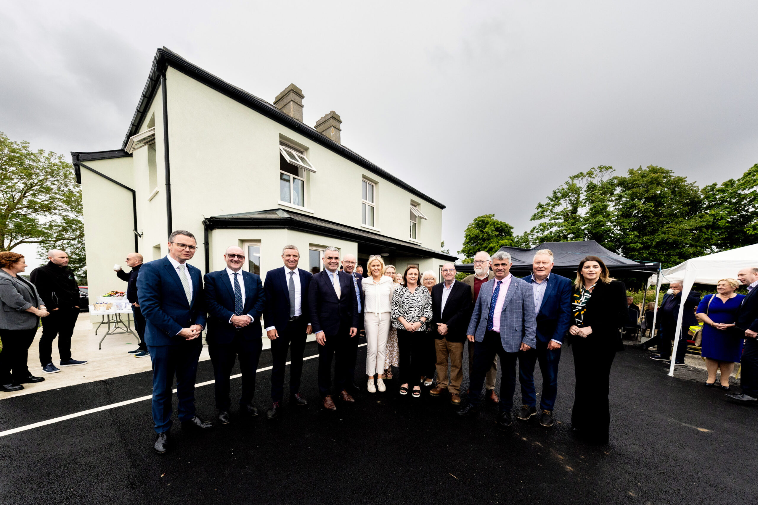 Tigh an Phobail Feohanagh Official opening and unveiling of commemorative plaque by Minister for Rural and Community Development and the Gaeltacht Minister for Social Protection, Dara Calleary pictured here with Cllr Michael Collins, Cathaoirleach Newcastle West Municipal District, Karen Burke, Acting Director of Service, Rural, Community, Culture and Tourism Development Directorate Chair and Board of local community organisation:Feohanagh Castlemahon Resource Centre CLG, , Minister Patrick O'Donovan, Dr. Pat Daly, DG LCCC, TD Niall Collins, TD Richard O'Donoghue. . Picture: Keith Wiseman
