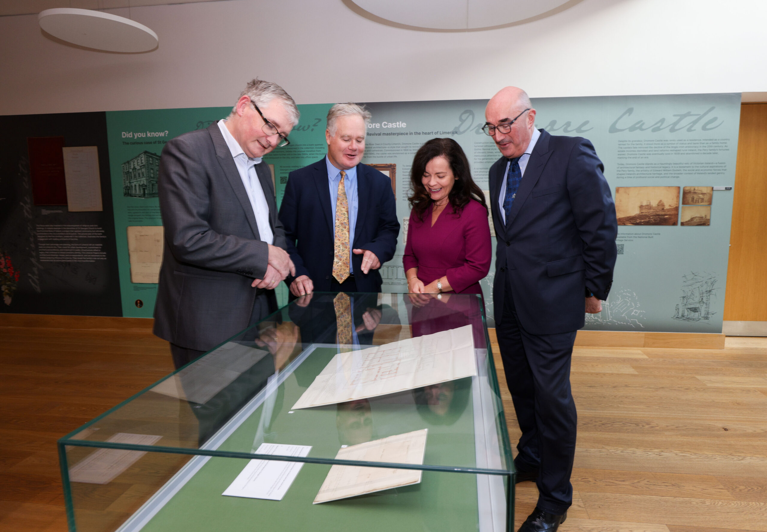 A new exhibition delving into the rich and multifaceted history of one of Ireland’s most prominent aristocratic families has been launched at University of Limerick. ‘Limerick Legacies: The Earls of Limerick’ was launched this Tuesday at UL’s Glucksman Library by Acting President Professor Shane Kilcommins. The rich archival collection focuses on the Pery family, with the exhibition highlighting several notable items from the Limerick Papers, a rich archival collection spanning nearly 500 years. Pictured during the launch of ‘Limerick Legacies: The Earls of Limerick’ at the Glucksman Library, University of Limerick were, Acting President Professor Shane Kilcommins, Edmund Pery, 7 th Earl of Limerick, Ciara McCaffrey, University Librarian and Director and David O’Brien, CEO of the Limerick Civic Trust. Picture: Alan Place