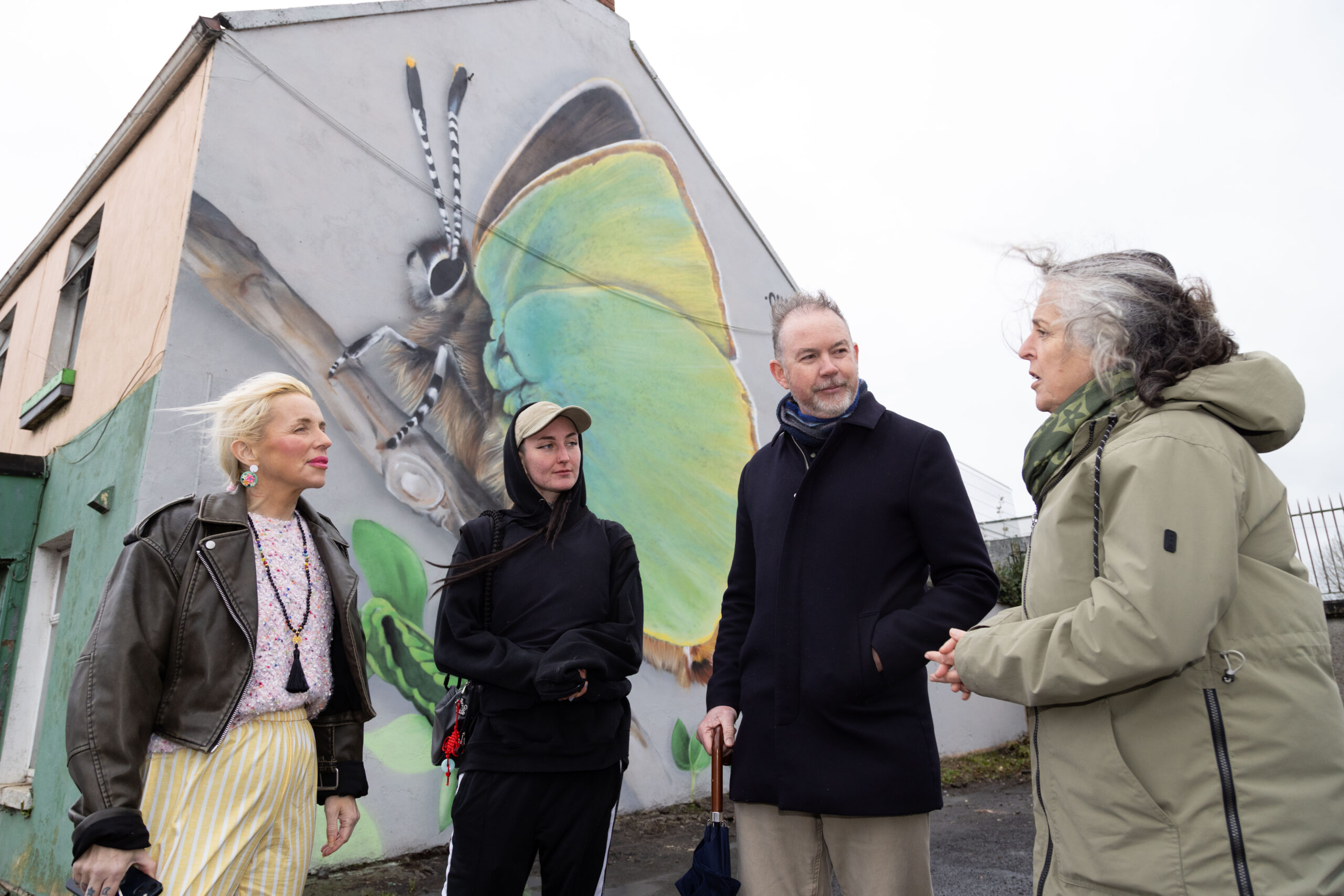 Pictured at Island Road Limerick with newly added Street Murals were, Catherine O’Halloran, Draw Out, Artist Lulu Keeley, Aidan Finn, Senior Engineer Limerick City and County Council and Sinead McDonnell, Limerick City and County Council. Picture: Alan Place