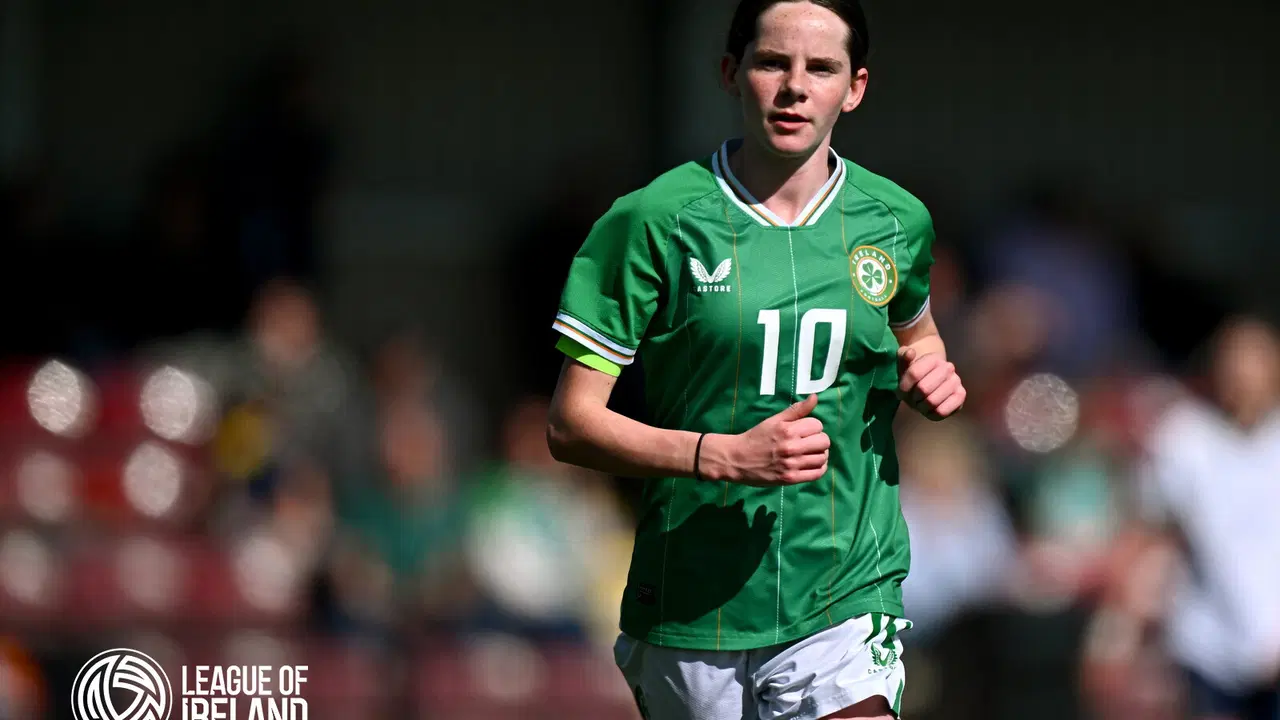 Ellen Goggin of Republic of Ireland during the Girls U15 SAFIB Bob Docherty Cup match between Northern Ireland and Republic of Ireland at Greenisland FC in Antrim. Photo by Seb Daly/Sportsfile