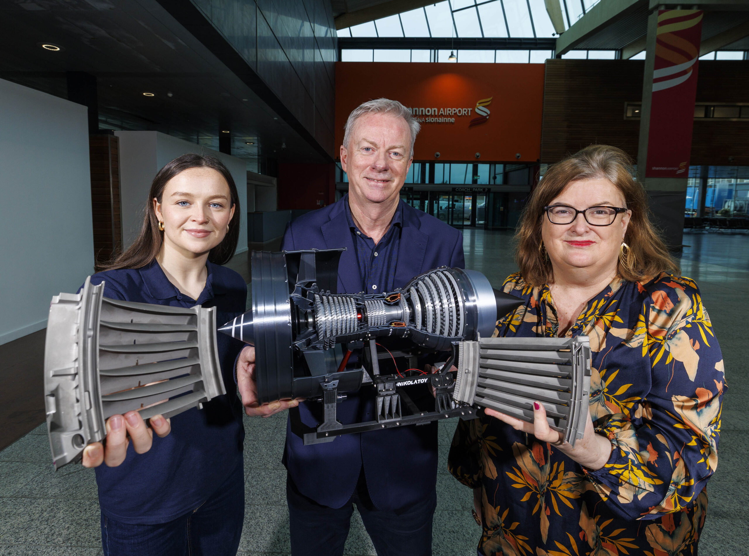 Roisin Burke, Lufthansa Technik Turbine Shannon, Ray O'Driscoll, Interim CEO of The Shannon Airport Group and Eimear Brophy, Chairperson Explore Engineering. Pic Arthur Ellis