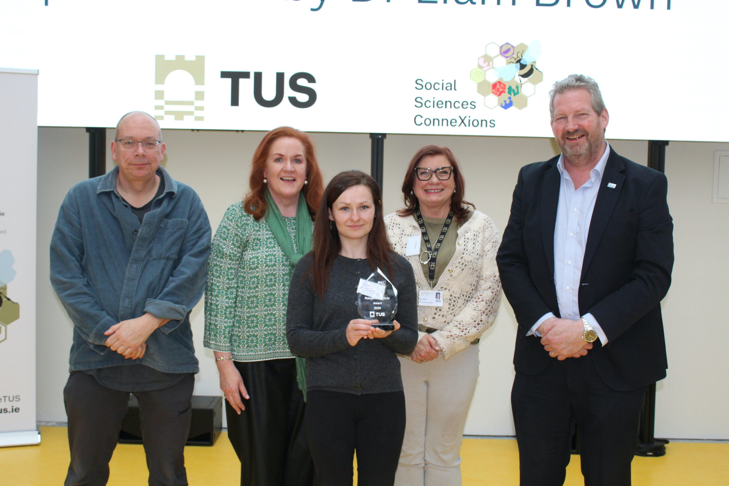 Harriet Slattery pictured with Dr Frank Houghton, Dr Jennifer Stritch, Dr Lisa O’Rourke Scott, and Dr Liam Brown