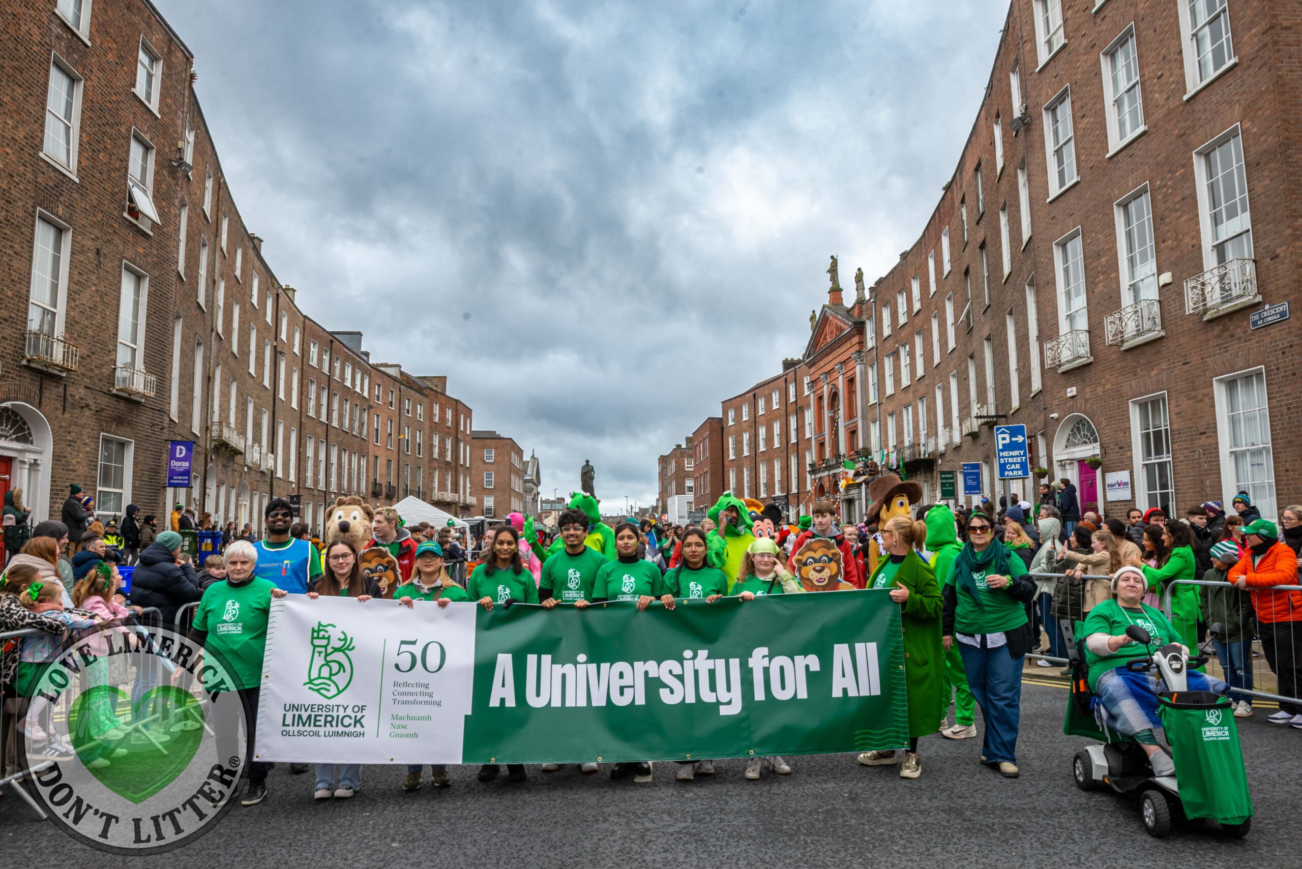 University of Limerick students pictured at Limerick's St Patricks Day 2026. Picture: Olena Oleksienko/ilovelimerick