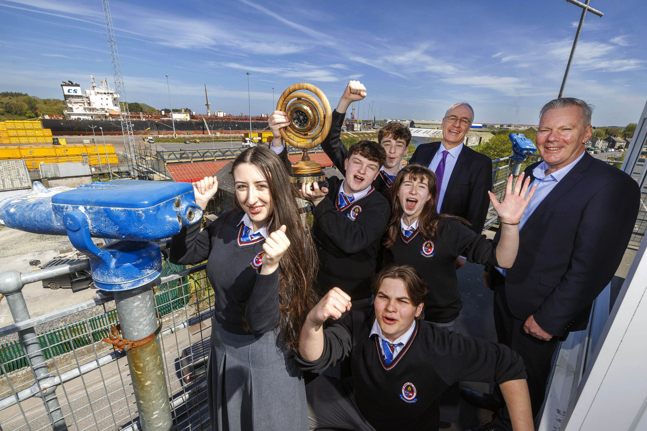 Students from Shannon Estuary counties have stated their desire to have the estuary realised as a key global renewable energy and logistics hub at a Shannon Foynes Port Company schools’ competition final. The gala final of the fifth biannual Shannon Foynes Port Company ‘COMPASS’ competition for Transition Year students from Shannon Estuary catchment counties was a clarion call through brilliantly produced short films and presentations around the imperative for transforming the estuary into a global renewable energy and logistics hub. The outright winner of the competition was Coláiste Chiaráin, Croom, Co. Limerick with their presentation ‘Sorry to Interrupt’. Based on the challenges that happen when transport and energy are interrupted, their video and presentation focused on how realising the Shannon Estuary opportunity can not just avoid breakdowns but transform the region into a global renewable energy and logistics hub. The Co. Limerick team – which walked away with a cheque of €5,000 for the school, iPads for each team members and a Gold Commemorative Medal - were one of five schools who made the final at the Foynes Flying Boat & Maritime Museum from a short list of entries from across counties Clare, Kerry, Limerick and North Tipperary. Pictured are Malgorzata Krosta, Jason Daly, Cormac Clancy, Chloe Danagher and Eryk Tylock with Shannon Foynes Port Company Chairperson Michael Walsh and CEO Pat Keating.Pic Arthur Ellis compass 2026
