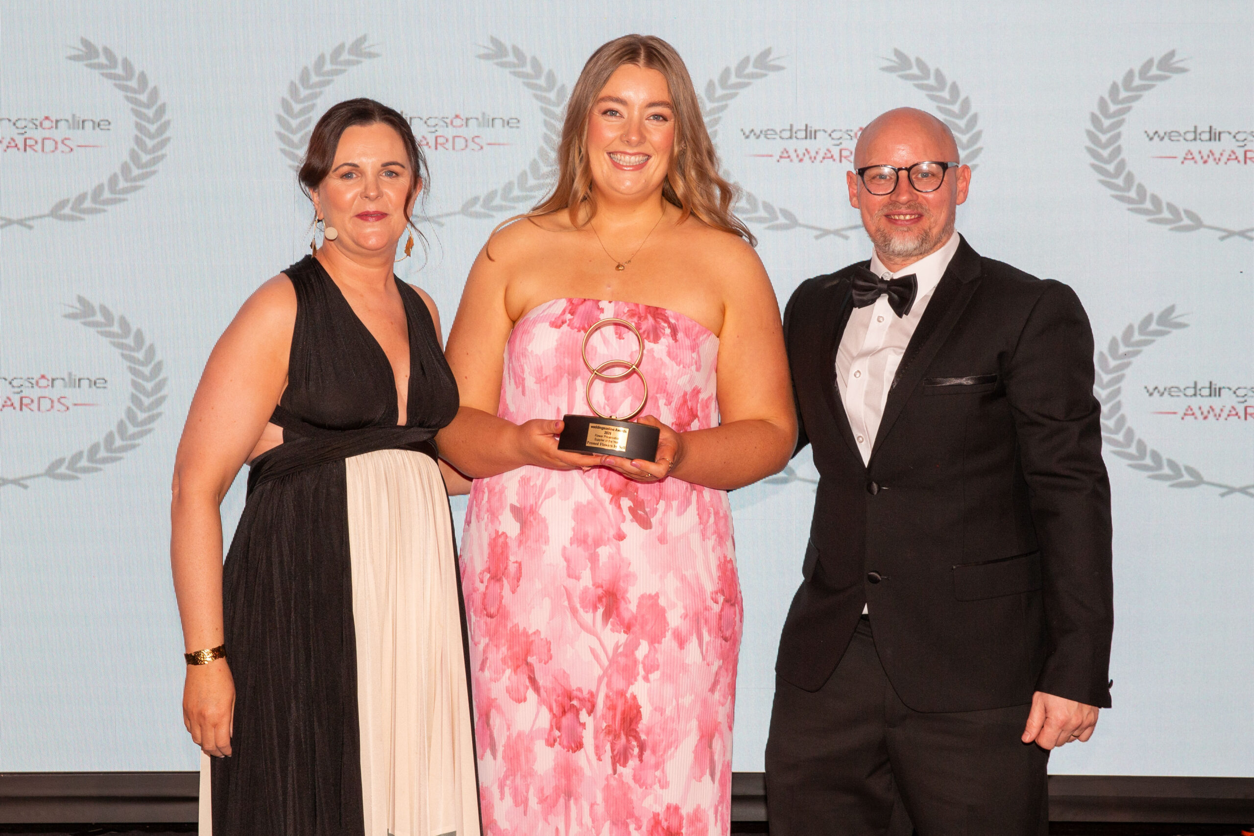 Receiving their award for Flower Preservation Supplier of the Year was Nell Stritch of Pressed Flowers by Nell , also pictured was Keith Kingston (weddingsonline.ie) and Yvonne Dillon Murphy (YDM.ie), taken last night at Mount Wolseley Hotel, Carlow, Monday 9th March 2026