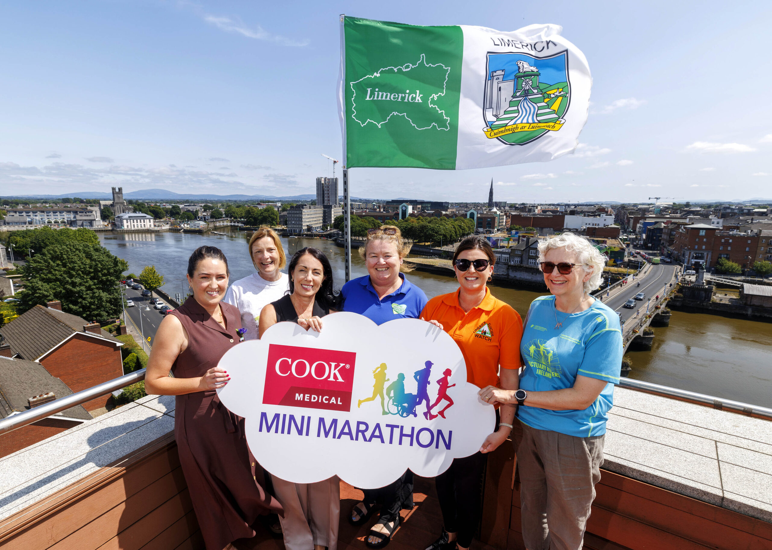 The 2026 Cook Medical Mini Marathon was officially launched today, with 4,000 participants expected to take part on Sunday, 4 October at the University of Limerick. Pictured at the launch were L-R Carol McGrath, Cystic Fibrosis Ireland,Carla DiBenedetto, HR Director Cook Medical, Phil Deegan, Clionas Foundation , Emma Mullane, Limerick Suicide Watch and Anna Pringle, Sanctuary Runners. Pic Arthur Ellis