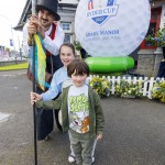 Adare Ryder Cup Cup Community Engagement Event 
Street festival
Harry McMahon and his sister Hannah, Ballingarry  with Dovy the Stilt Walker. Pic Arthur Ellis