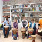 Pictured at a drumming workshop in celebration of Africa Day at Narrative 4. Picture: Orla McLaughlin/ilovelimerick.