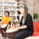 Pictured at a drumming workshop in celebration of Africa Day at Narrative 4. Picture: Orla McLaughlin/ilovelimerick.