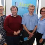 BNest Incubator Programme 2018/2019 is launched on September 5 at the Nexus Innovation Centre in the University of Limerick. Pictured are Kasia Zabinska, BNest, John Evoy, founder Irish Men's Sheds Association, Eamon Ryan, founder BNest and Pauline Gannon, BNest. Picture: ilovelimerick