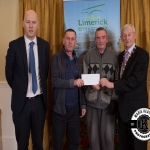 Robert Kelly and John Regan accept the award for 3rd place in the Kilmallock area ancient category on behalf of Temple Mary Burial Ground from Gordon Daly, Director of Services Limerick City and County Council and Deputy Mayor Noel Gleeson. The Annual Burial Ground Awards took place at the Woodlands House Hotel, Adare