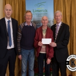 Francie Goggin and Jerry McGrath accept the award for 1st place in the Kilmallock area ancient category and 1st place in the Ancient Category Overall on behalf of Ardpatrick Burial Ground from Gordon Daly, Director of Services Limerick City and County Council and Deputy Mayor Noel Gleeson. The Annual Burial Ground Awards took place at the Woodlands House Hotel, Adare