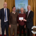 Michael Enright and Pat Harnett accept the award for 3rd place in the Newcastle West area ancient category on behalf of Monagea Burial Ground from Gordon Daly, Director of Services Limerick City and County Council and Deputy Mayor Noel Gleeson. The Annual Burial Ground Awards took place at the Woodlands House Hotel, Adare