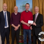 Conor Madigan and Paddy O'Regan accept the award for 1st place in the Rathkeale/Adare area ancient category on behalf of Croagh Burial Ground from Gordon Daly, Director of Services Limerick City and County Council and Deputy Mayor Noel Gleeson. The Annual Burial Ground Awards took place at the Woodlands House Hotel, Adare
