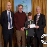 Con and Neil Enright accept the award for 2nd place in the Rathkeale/Adare area modern category on behalf of St Kyrans Community Burial Ground, Coolcappagh, from Gordon Daly, Director of Services Limerick City and County Council and Deputy Mayor Noel Gleeson. The Annual Burial Ground Awards took place at the Woodlands House Hotel, Adare