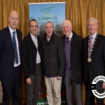 Gordon Daly, Director of Services Limerick City and County Council, Denis Collins, Councillor Francis Foley, Michael Dalton and Deputy Mayor Noel Gleeson were pictured at the Annual Burial Ground Awards in the Woodlands House Hotel, Adare