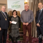 Noreen Culhane and Tom Costello, Croagh Community Burial Ground, receives the 2nd Place Award in the Adare/Rathkeale Modern Category from Cathaoirleach Adare/Rathkeale Municipal District Kevin Sheahan and Gordon Daly, Director of Community Development Limerick City and County Council, at the Burial Ground Awards at Fitzgerald's Woodlands House Hotel and Spa, Adare