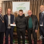 Tom Enright, Conor Enright and Peter Coker, Former Church of Ireland Burial Ground, Abbeyfeale, receives the 3rd Place Award in the Newcastle West Ancient category from Cathaoirleach Adare/Rathkeale Municipal District Kevin Sheahan and Gordon Daly, Director of Community Development Limerick City and County Council, at the Burial Ground Awards at Fitzgerald's Woodlands House Hotel and Spa, Adare