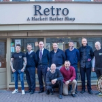 Eamonn Baggot, Hackett Retro Barber Shop, PJ Hogan, Joe O'Sullivan, Jer Doran, Rory Moylan, Colm Ryan, Bus ÉIreann and Frank Hackett, Hackett Retro Barber Shop. In front, Tommy O'Donohoe and Amby MacNamara, Bus Éireann. Picture: Cian Reinhardt/ilovelimerick