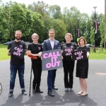 Pictured at the #CALLITOUT event at the University of Limerick are Piotr Godzisz, Call It Out Scientific Leader, Ellen Murray, TENI, Richard Lynch, founder of I Love Limerick, Jennifer Schweppe, co-director of HHRG and lecturer at the UL School of Law, and Dr Amanda Haynes, co-director of HHRG and lecturer at the Department of Sociology, UL. Picture: Orla McLaughlin/ilovelimerick.