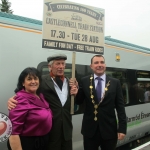 Mini-festivals for celebrating the 160th anniversary of Castleconnell train station take place on August 28. A special train rides from Limerick Colbert Station to Castleconnell for celebration.Pictured: Noreen Clohessy, Irish Rail District Manager, Leslie Hartigan from Castleconnell, Limerick Mayor Cllr James Collins. Photo: Baoyan Zhang/ilovelimerick