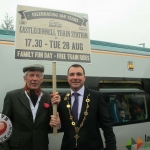 Mini-festivals for celebrating the 160th anniversary of Castleconnell train station take place on August 28. Pictured: Leslie Hartigan from Castleconnell, Limerick Mayor Cllr James Collins. Photo: Baoyan Zhang/ilovelimerick