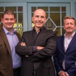 Carl Widger, Metis Ireland, David Coleman, Child Psychologist and Karl Daly, Metis Ireland pictured outside the Belltable where David Coleman delivered a talk. Picture: Cian Reinhardt/ilovelimerick