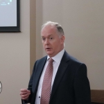 Micheal Byrne, designer of the Childrens Grief Centre's new website, speaking at the Launch of the Centre's new leaflet and website. Picture: Conor Owens/ilovelimerick.