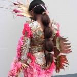 Nancy Ekhatu wearing the Junk Kouture design 'Wipe Out' at Coláiste Nano Nagle. Picture: Orla McLaughlin/ilovelimerick.