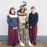 Abbey O'Keefe, Feruza Rameto and Lauren Kelly Iris with their Junk Kouture design 'Roming in deNile' at Coláiste Nano Nagle. Picture: Orla McLaughlin/ilovelimerick.