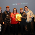 Pictured are Shamie McDonagh, Sean Coleman, Jack Mulrooney, Oran Stacey and Eoifa Myler of Waterford's SWAY Project, who won the Audience Award of the Cork Heats of Ireland's Young Filmmaker of the Year Awards 2019 for their film 'Big Trouble in Little John's Park', a hilarious story about a group of friends on the run from the Gardaí for having illegal drugs. Picture: Conor Owens/ilovelimerick.