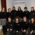 Finalist Emma Lynch, 16, (back row far left) pictured with her class from Killarney Community College at the Triskel Arts Centre for the Cork Heats for Ireland's Young Filmmaker of the Year Awards 2019 . Picture: Conor Owens/ilovelimerick.