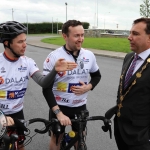 The inaugural ‘Great Dalata Cycle 2018’ in aid of CMRF Crumlin saw a number of Dalata Hotel Group employees cycle over 1,100km throughout the island of Ireland, is part of Dalata’s wider charity initiative Dalata Digs Deep. Pictured for the cyclists arrival at the Maldron Hotel Limerick was James Collins, Mayor of the City and County of Limerick. Picture: Richard Lynch/ilovelimerick.