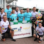 The inaugural ‘Great Dalata Cycle 2018’ in aid of CMRF Crumlin saw a number of Dalata Hotel Group employees cycle over 1,100km throughout the island of Ireland, is part of Dalata’s wider charity initiative Dalata Digs Deep. Pictured are Valerie O'Neill, General Manager Maldron Hotel  (far left back), Joe Quinn, Clayton Hotels Operations Manager (far left front) and James Collins, Mayor of the City and County of Limerick with the cyclists and staff of Club Vitae staff (in blue). Picture: Richard Lynch/ilovelimerick.