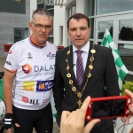 The inaugural ‘Great Dalata Cycle 2018’ in aid of CMRF Crumlin saw a number of Dalata Hotel Group employees cycle over 1,100km throughout the island of Ireland, is part of Dalata’s wider charity initiative Dalata Digs Deep. Pictured are Joe Quinn, Clayton Hotels Operations Manager and James Collins, Mayor of the City and County of Limerick. Picture: Richard Lynch/ilovelimerick.