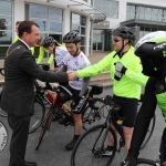 The inaugural ‘Great Dalata Cycle 2018’ in aid of CMRF Crumlin saw a number of Dalata Hotel Group employees cycle over 1,100km throughout the island of Ireland, is part of Dalata’s wider charity initiative Dalata Digs Deep. Pictured for the cyclists arrival at the Maldron Hotel Limerick was James Collins, Mayor of the City and County of Limerick. Picture: Richard Lynch/ilovelimerick.