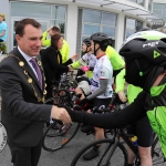 The inaugural ‘Great Dalata Cycle 2018’ in aid of CMRF Crumlin saw a number of Dalata Hotel Group employees cycle over 1,100km throughout the island of Ireland, is part of Dalata’s wider charity initiative Dalata Digs Deep. Pictured for the cyclists arrival at the Maldron Hotel Limerick was James Collins, Mayor of the City and County of Limerick. Picture: Richard Lynch/ilovelimerick.