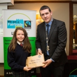 22.11.2016 Christmas has come early for two Limerick students after they were named overall winners of the 2016 Limerick City Fairtrade Christmas Card Competition at a ceremony in The Savoy Hotel. Receiving their prize from Deputy Mayor Cllr. Frankie Daly was Jessica Griffin, John The Baptist, Community School, Hospital. Picture: Alan Place