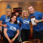 Pictured are Emma Gaynor, Caherdavin, Leah and Ruth Melling, Corbally, Pamela O'Sullivan, Caherdavin, and Kevin Kiely, Clonlara, at the Firewalk for Lola event in aid of ACT for Meningitis at the Greenhills Hotel. Picture: Orla McLaughlin/ilovelimerick.