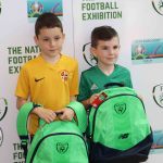 Pictured at the UL Sports Arena for the donation of 50 FAI Backpacks to Limerick’s Gateway to Education by the National Football Exhibition are the winners of the Gateway to Education social media competition Daniel Wilkinson, age 10 and Nathan McKevitt, age 7. Picture: Conor Owens/ilovelimerick.