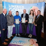 10.10.2018.              
Limerick Going For Gold is a community based competition aimed at making Limerick a cleaner, brighter place to work, live and visit.
 It is sponsored by the JP McManus Charitable Foundation and has a total prize pool of over €80,000.  It is organised by Limerick City and County Council and supported by Limerick’s Live 95FM, The Limerick Leader and The Limerick Post, Parkway Shopping Centre, I Love Limerick and Southern Marketing Media & Design. 

Gerry Boland, JP McManus Charitable Foundation and Mayor of Limerick City and County Cllr. James Collins presented Reuse Awards to, John Hogan and David O;Grady, Our Lady of Lourdes, Pat Kennedy, St. Mary's Aid and Hannah O'Sullivan, St. Michaels Boat Club. Picture: Alan Place